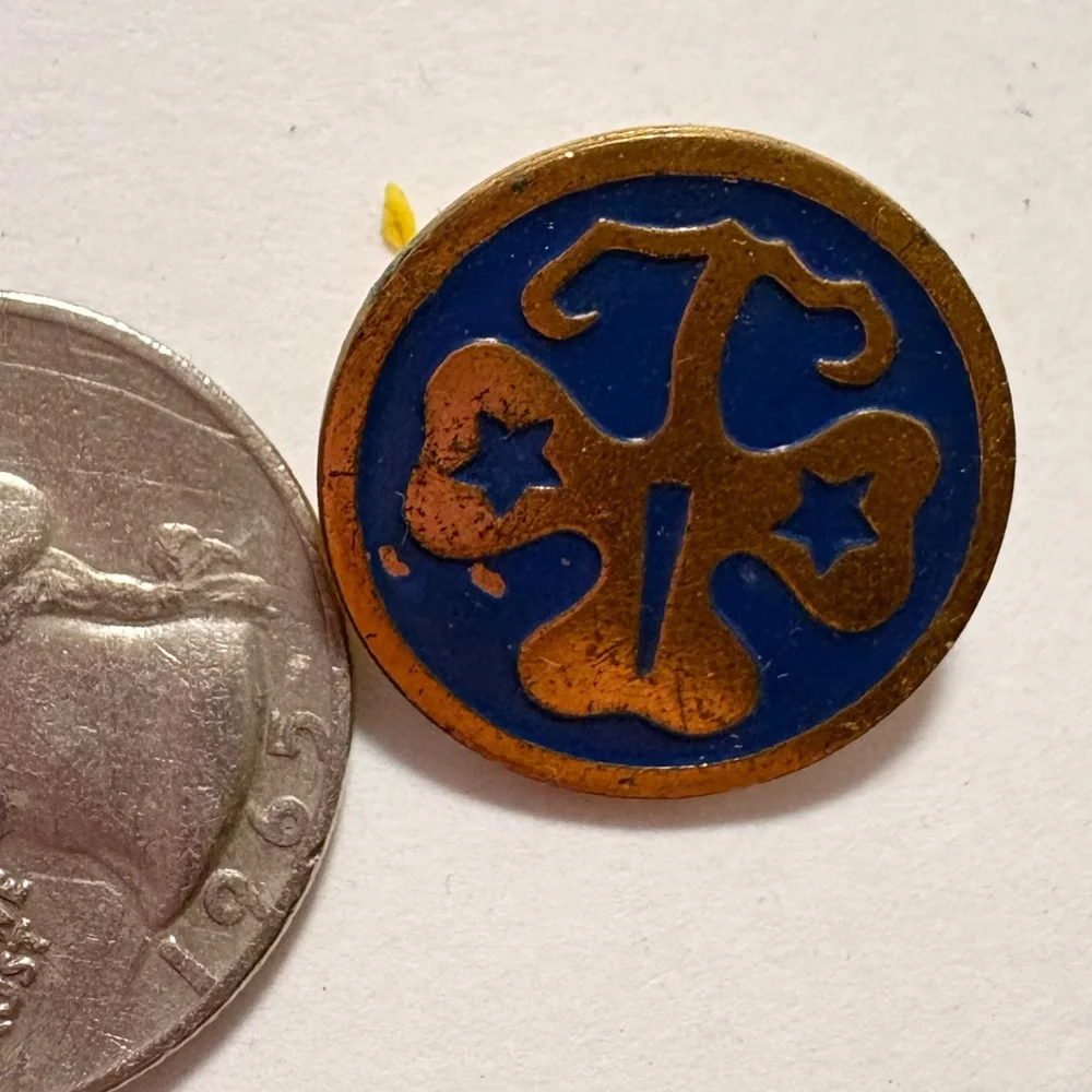Vintage Boy/Girl Scout blue and gold tone metal badge pin Brooch